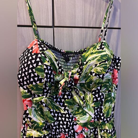 As U Wish Tropical Print Romper Jumpsuit NWT XL - Picture 7 of 12